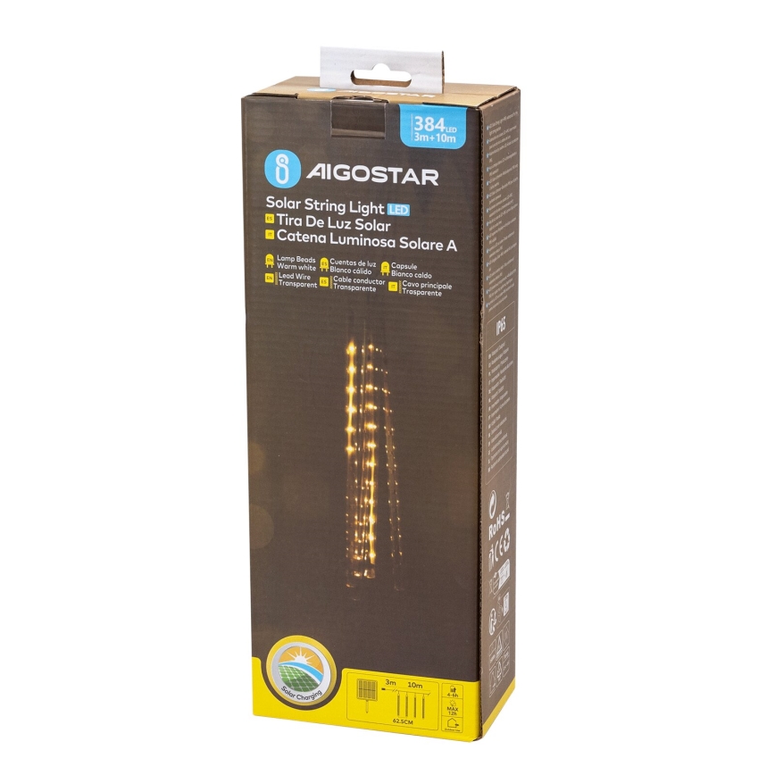 Aigostar - Soldrevet LED julekæde 384xLED/13 m IP65 varm hvid