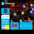 Aigostar - Soldrevet LED julekæde 50xLED/8 funktioner 12 m IP65 flerfarvet