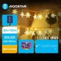 Aigostar - Soldrevet LED julekæde 50xLED/8 funktioner 12 m IP65 varm hvid