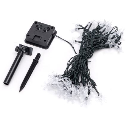 Aigostar - Soldrevet LED-julekæde 50xLED/8 funktioner 12 m 800mAh IP65 varm hvid