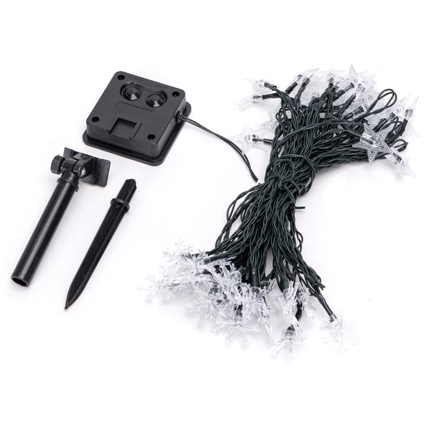 Aigostar - Soldrevet LED-julekæde 50xLED/8 funktioner 12 m 800mAh IP65 varm hvid
