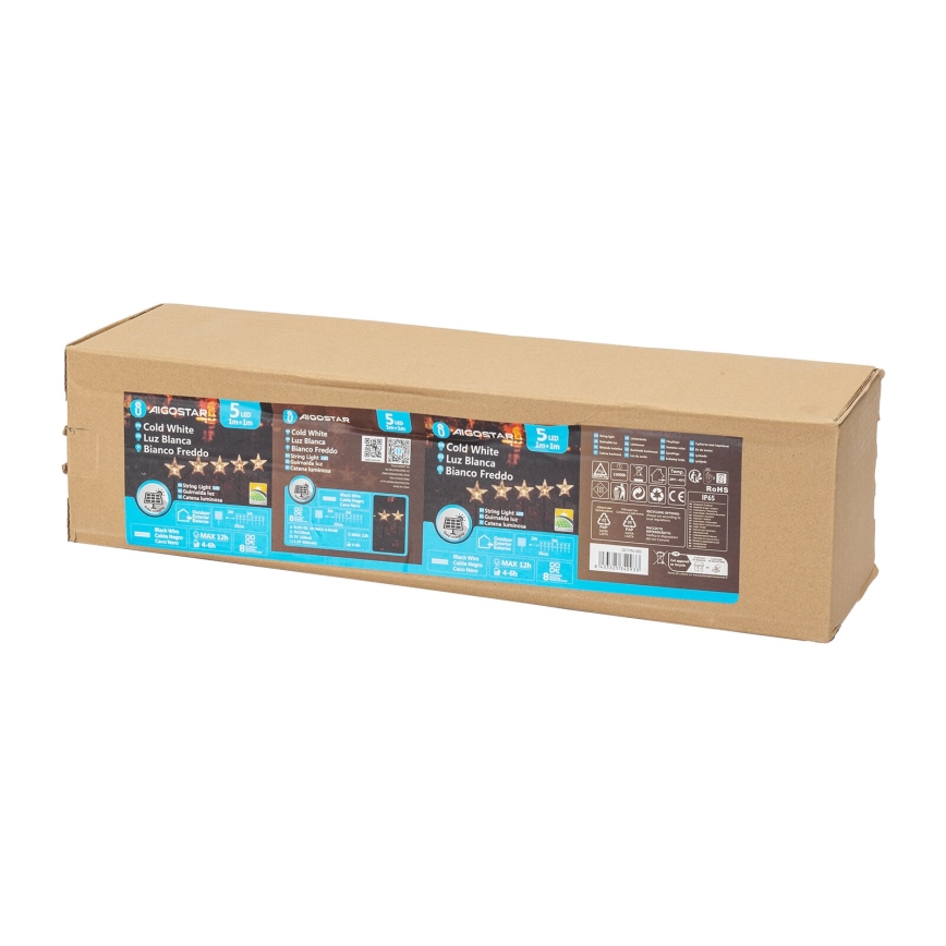 Aigostar - Soldrevet LED julekæde LED/0,054W/1,2V 1 m IP65 kold hvid