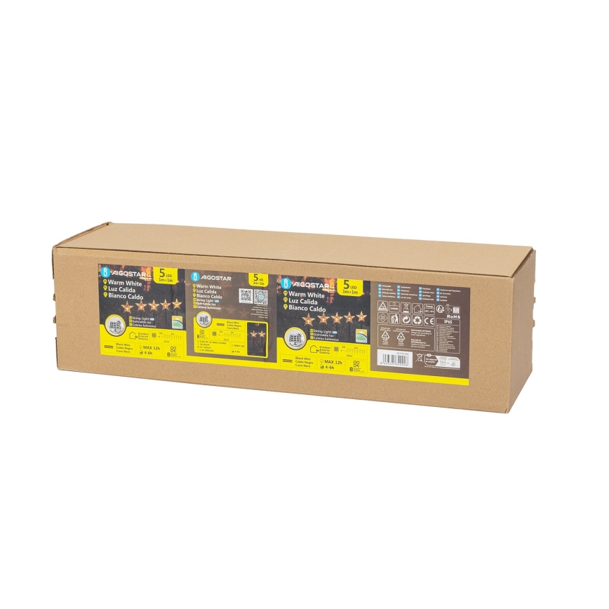 Aigostar - Soldrevet LED julekæde LED/0,054W/1,2V 1 m IP65 varm hvid