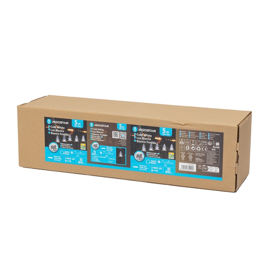 Aigostar - Soldrevet LED julelys LED/0,054W/1,2V 1 m IP65 kold hvid
