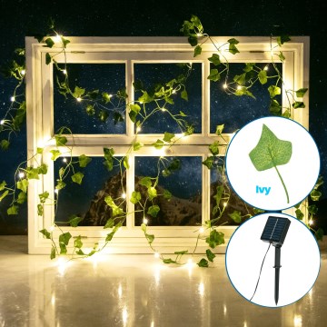 Aigostar - Soldrevet LED lyskæde 100xLED/12 m IP65 varm hvid blade