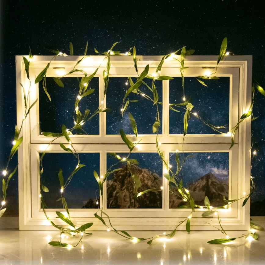 Aigostar - Soldrevet LED lyskæde 100xLED/12m IP65 varm hvid oliven