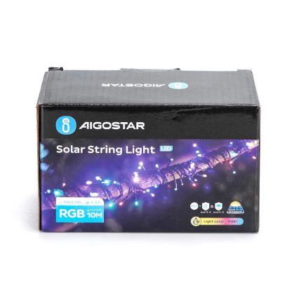 Aigostar - Soldrevet LED lyskæde 100xLED/8 funktioner 12 m IP65 flerfarvet