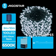 Aigostar - Soldrevet LED lyskæde 100xLED/8 funktioner 12 m IP65 kold hvid