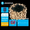 Aigostar - Soldrevet LED lyskæde 100xLED/8 funktioner 12 m IP65 varm hvid