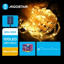 Aigostar - Soldrevet LED lyskæde 100xLED/8 funktioner 12 m IP65 varm hvid