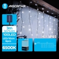 Aigostar - Soldrevet LED lyskæde 100xLED/8 funktioner 8x0,4 m IP65 kold hvid