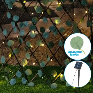 Aigostar - Soldrevet LED lyskæde 102xLED/2x0,7 m IP65 varm hvid eukalyptus