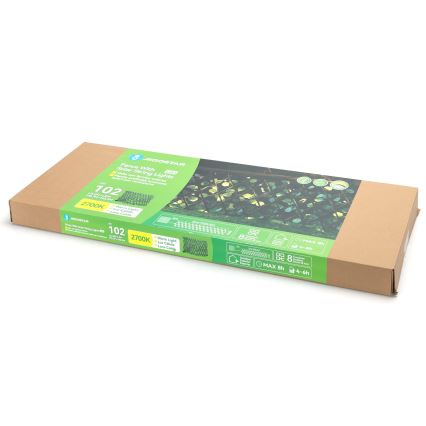 Aigostar - Soldrevet LED lyskæde 102xLED/2x0,7 m IP65 varm hvid eukalyptus