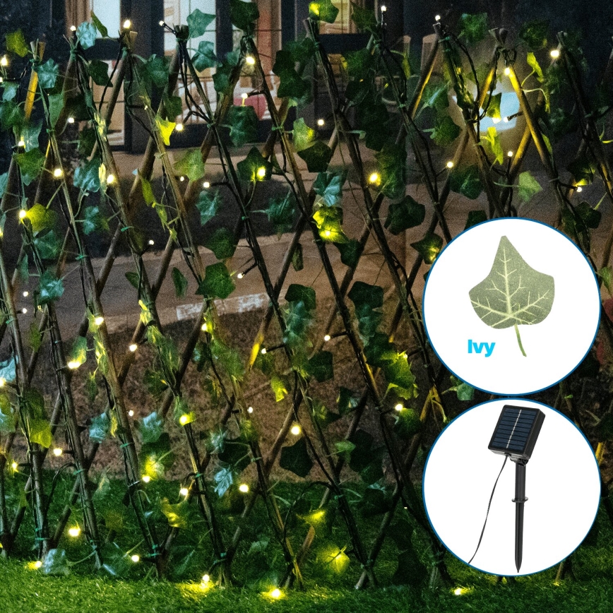 Aigostar - Soldrevet LED lyskæde 102xLED/2x0,7 m IP65 varm hvid ivy