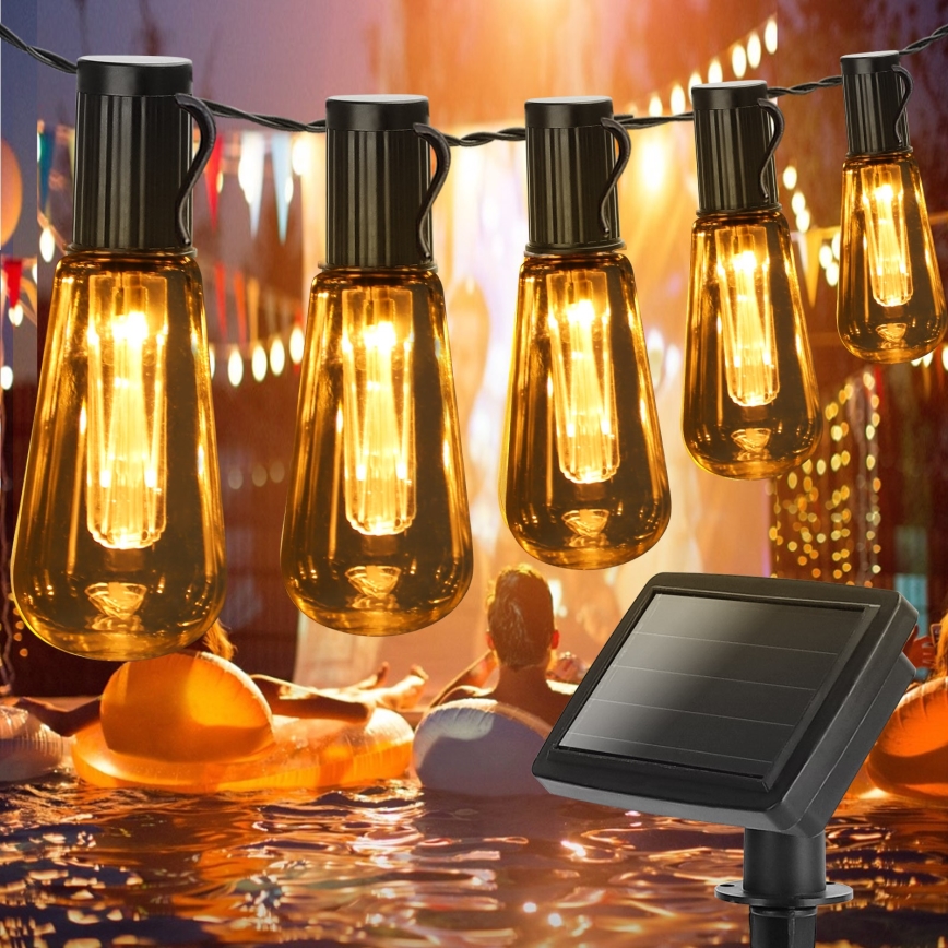 Aigostar - Soldrevet LED lyskæde 10xLED/3,8 m IP44 varm hvid