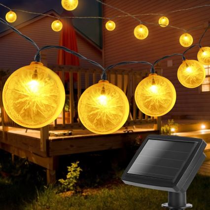 Aigostar - Soldrevet LED lyskæde 10xLED/3,8 m IP44 600 mAh varm hvid