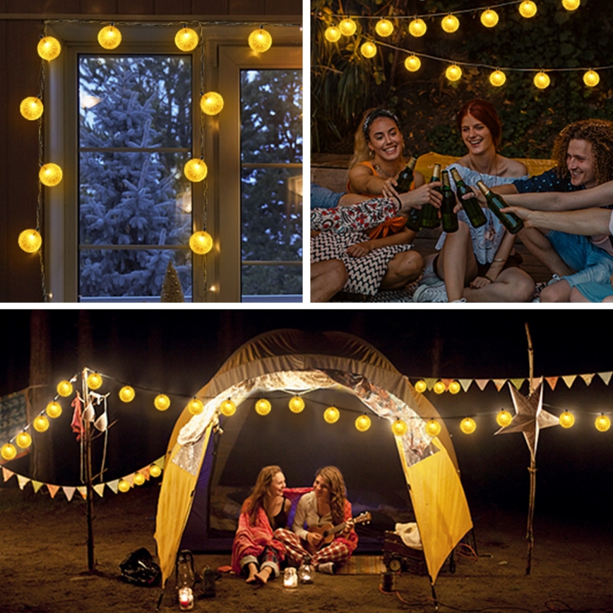 Aigostar - Soldrevet LED lyskæde 10xLED/3,8 m IP44 600 mAh varm hvid