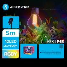 Aigostar - Soldrevet LED lyskæde 10xLED/8 funktioner 5,5 m IP65 flerfarvet