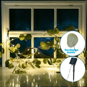 Aigostar - Soldrevet LED lyskæde 110xLED/4m IP65 varm hvid eukalyptus