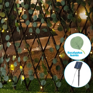 Aigostar - Soldrevet LED lyskæde 148xLED/2x1,2 m IP65 varm hvid eukalyptus