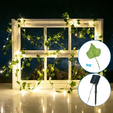 Aigostar - Soldrevet LED lyskæde 50xLED/7 m IP65 varm hvid blade