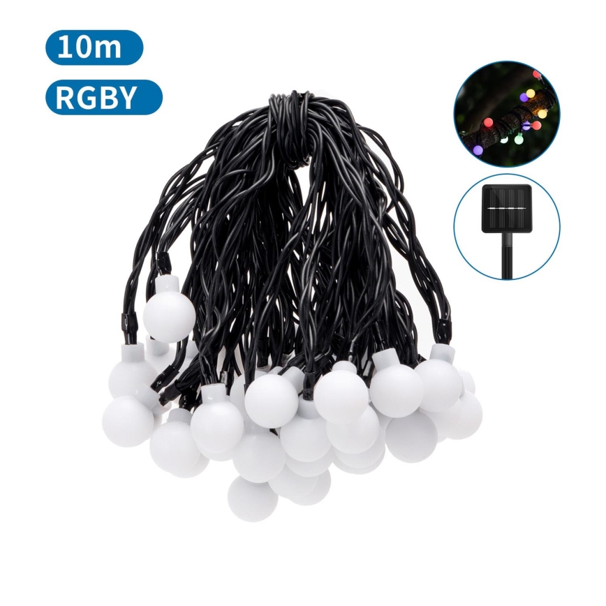 Aigostar - Soldrevet LED lyskæde 50xLED/8 funktioner 12 m IP65 800 mAh flerfarvet