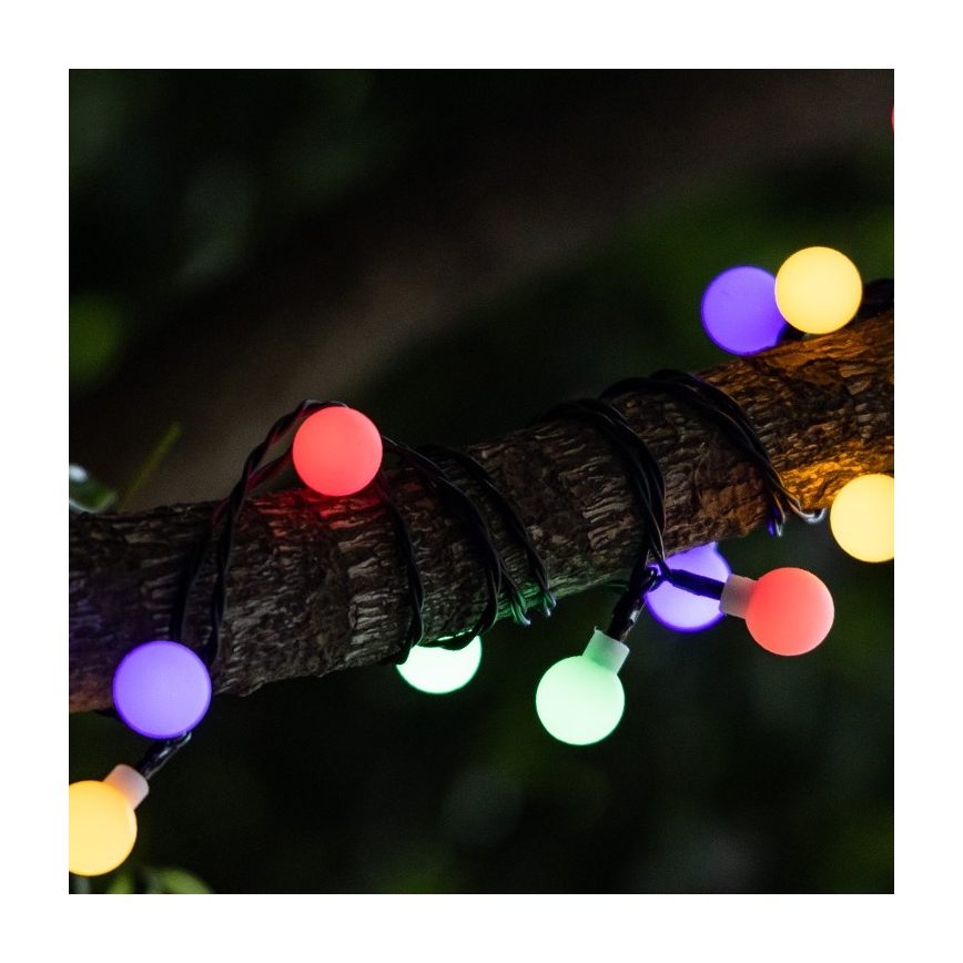 Aigostar - Soldrevet LED lyskæde 50xLED/8 funktioner 12 m IP65 flerfarvet