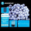 Aigostar - Soldrevet LED lyskæde 50xLED/8 funktioner 12 m IP65 kold hvid