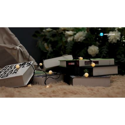 Aigostar - Soldrevet LED lyskæde 50xLED/8 funktioner 12 m IP65 800 mAh varm hvid