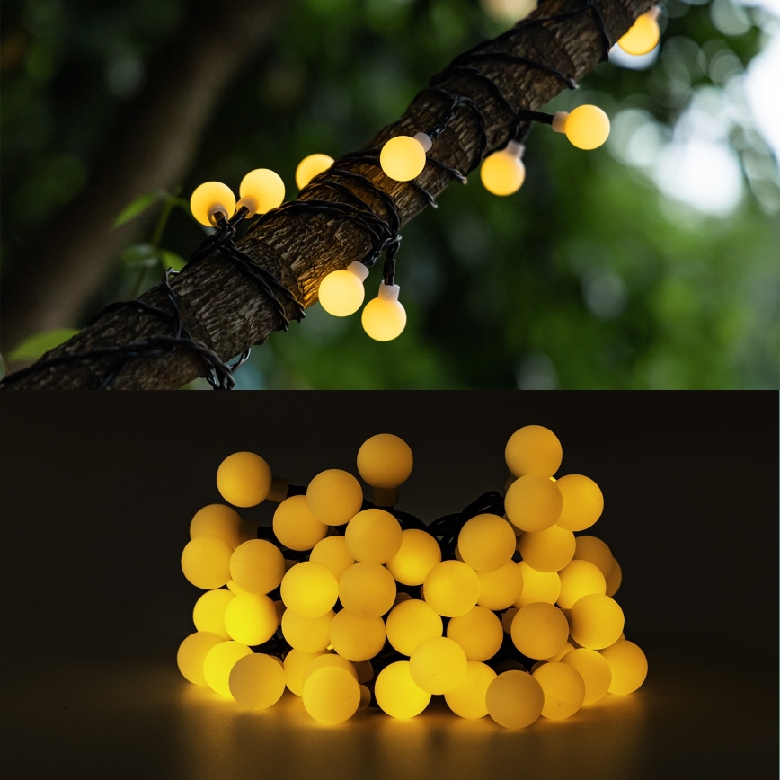 Aigostar - Soldrevet LED lyskæde 50xLED/8 funktioner 12 m IP65 800 mAh varm hvid
