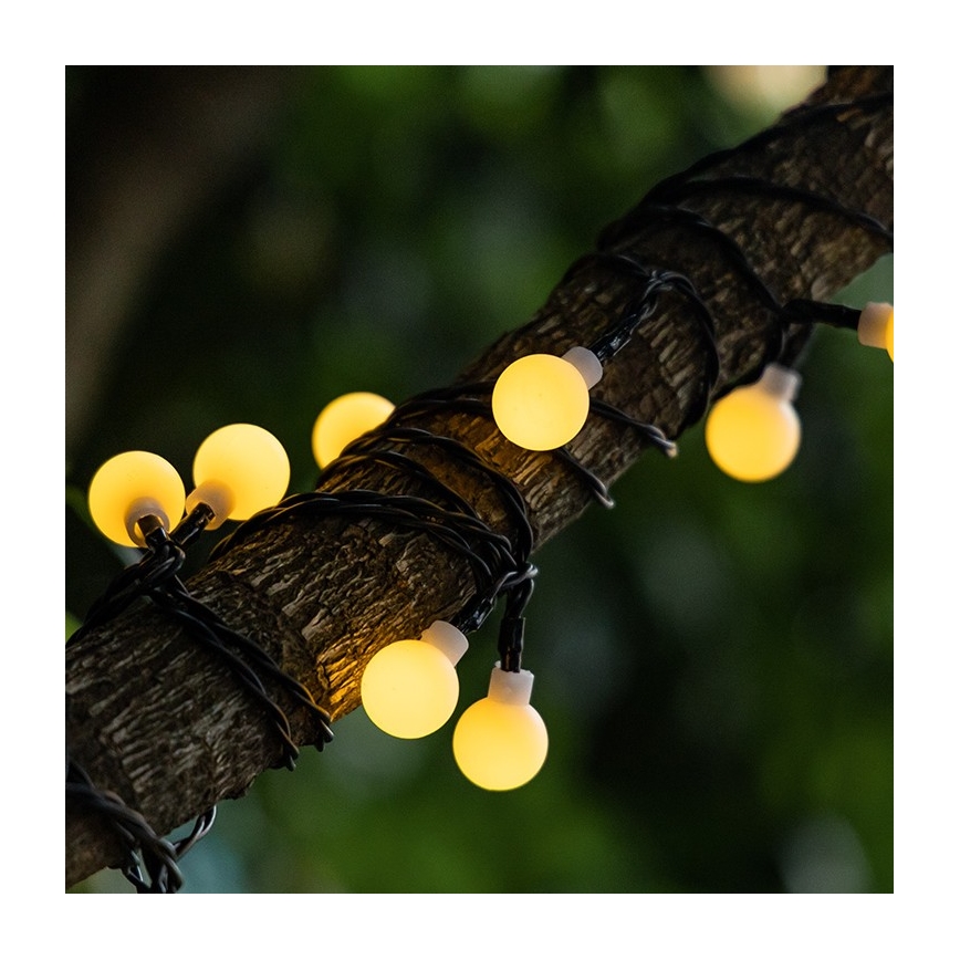 Aigostar - Soldrevet LED lyskæde 50xLED/8 funktioner 12 m IP65 800 mAh varm hvid