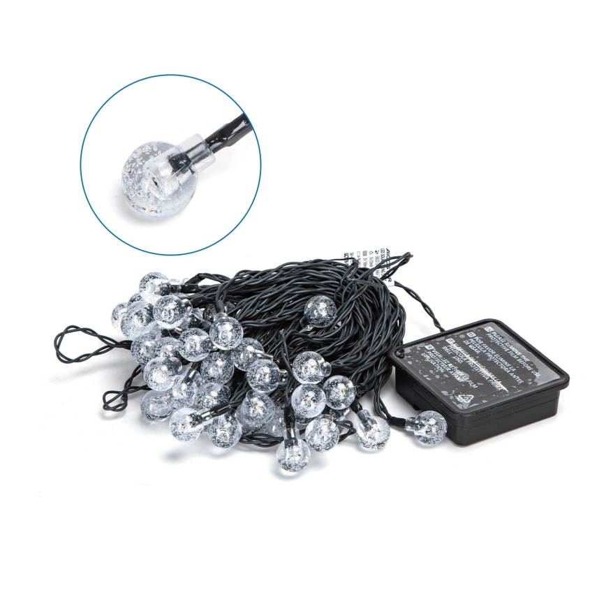 Aigostar - Soldrevet LED lyskæde 50xLED/8 funktioner 12 m 800 mAh IP65 varm hvid