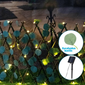 Aigostar - Soldrevet LED lyskæde 56xLED/2x0,4 m IP65 varm hvid eukalyptus