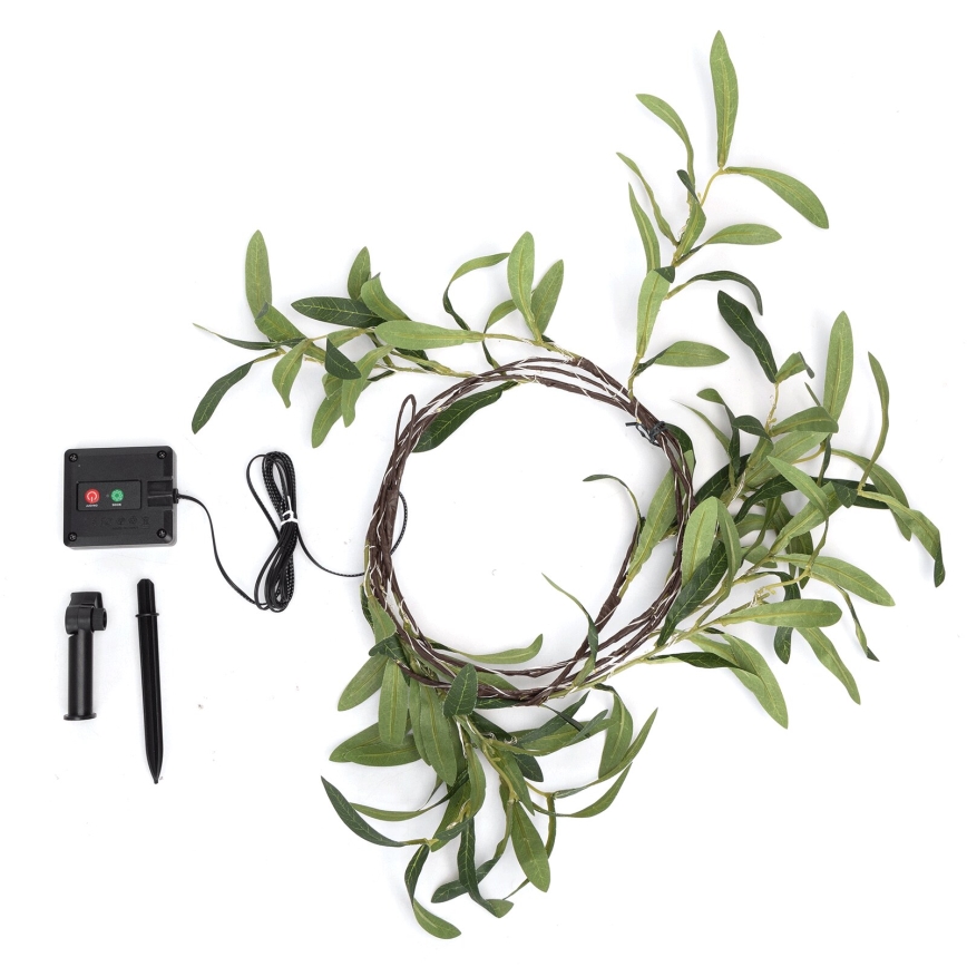 Aigostar - Soldrevet LED lyskæde 60xLED/4m IP65 varm hvid oliven