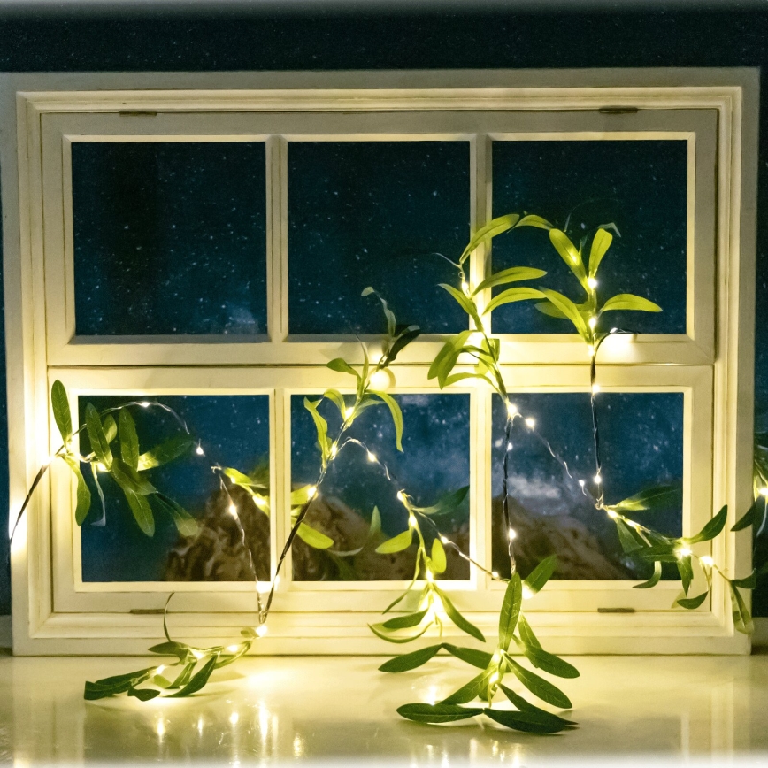 Aigostar - Soldrevet LED lyskæde 60xLED/4m IP65 varm hvid oliven