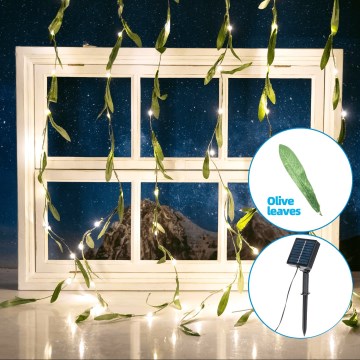 Aigostar - Soldrevet LED lyskæde 70xLED/4x1 m IP65 varm hvid oliven