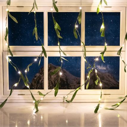 Aigostar - Soldrevet LED lyskæde 70xLED/4x1 m IP65 varm hvid oliven