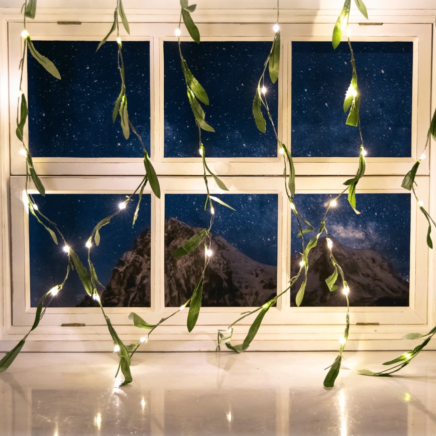 Aigostar - Soldrevet LED lyskæde 70xLED/4x1 m IP65 varm hvid oliven