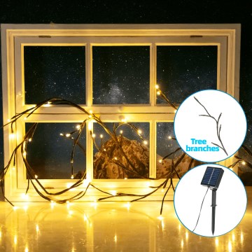 Aigostar - Soldrevet LED lyskæde 72xLED/4 m IP65 varm hvid grene