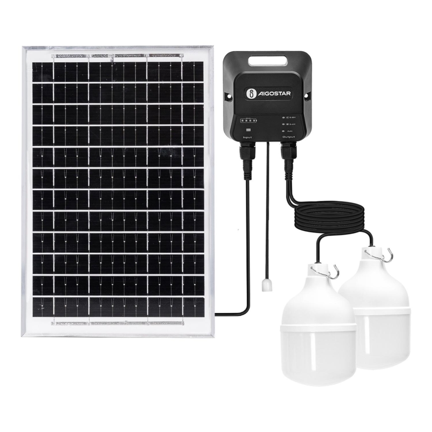 Aigostar - Soldrevet LED pendel 2xLED/35W/12V 6000 mAh 6500K diameter 10 cm + fjernbetjening