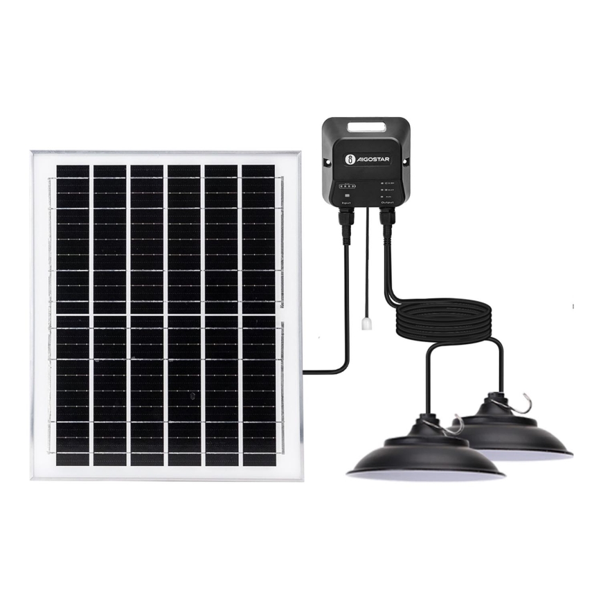 Aigostar - Soldrevet LED pendel 2xLED/70W/12V 12000 mAh 6500K diameter 23,5 cm + fjernbetjening