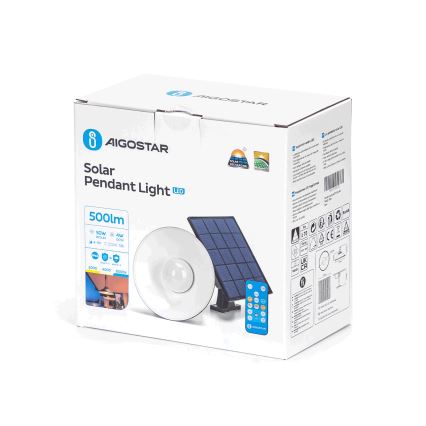 Aigostar - Soldrevet LED pendel dæmpbar LED/3,2V 3000K/4000K/6500K IP65 + fjernbetjening