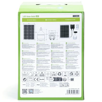 Aigostar - Soldrevet LED pendel LED/70W/12V 6000 mAh 6500K diameter 12 cm + fjernbetjening