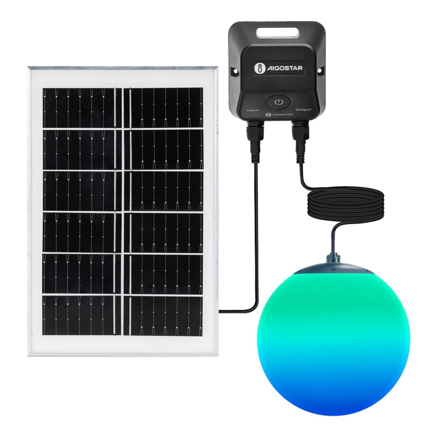 Aigostar - Soldrevet LED pendel m. RGB-farver dæmpbar MESH LED/20W/3,7V 4000 mAh 2700K-6500K IP65 diameter 20 cm