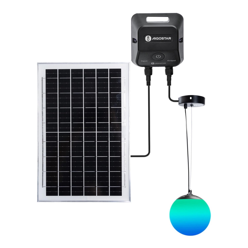Aigostar - Soldrevet LED pendel m. RGB-farver dæmpbar MESH LED/35W/3,7V 8000 mAh 2700K-6500K IP65 diameter 50 cm