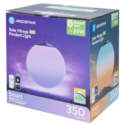 Aigostar - Soldrevet LED pendel m. RGB-farver dæmpbar MESH LED/5W/3,7V 8000 mAh 2700K-6500K IP65 diameter 30 cm