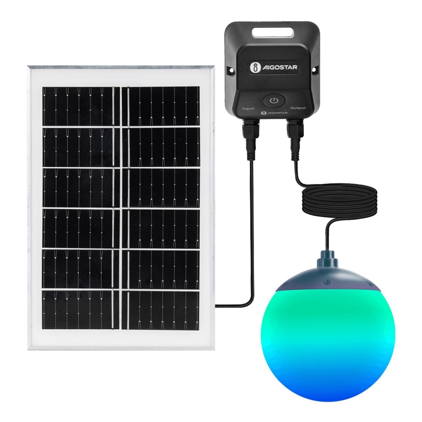Aigostar - Soldrevet LED pendel m. RGBW-farver dæmpbar MESH LED/20W/3,7V 4000 mAh 2700K-6500K IP65 diameter 15 cm