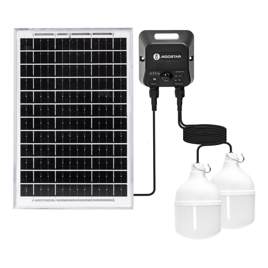 Aigostar - Soldrevet LED pendel med sensor 2xLED/35W/12V 6000 mAh 6500K diameter 10 cm + fjernbetjening