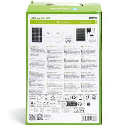 Aigostar - Soldrevet LED pendel med sensor 2xLED/35W/12V 6000 mAh 6500K diameter 10 cm + fjernbetjening