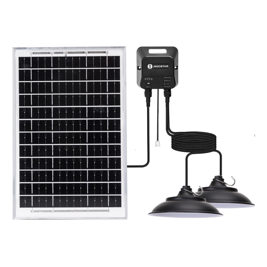 Aigostar - Soldrevet LED pendel med sensor 2xLED/35W/12V 6000 mAh 6500K diameter 15 cm + fjernbetjening